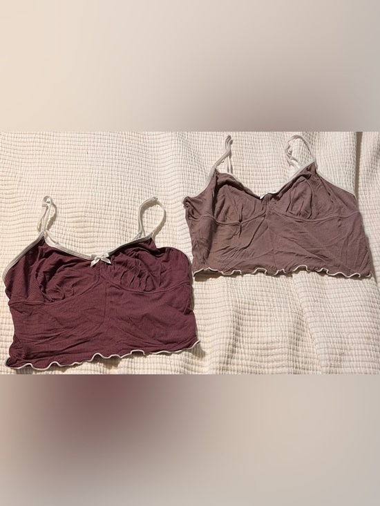 SHEIN Tops - SHEIN Dual-Tone Ribbed Cami - Mauve & Plum